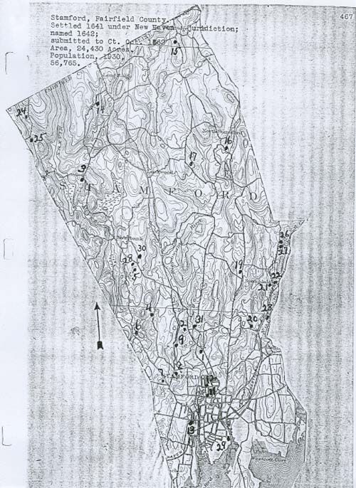 Stamford, Connecticut Cemetery Map from the Hale Collection of Cemetery Records